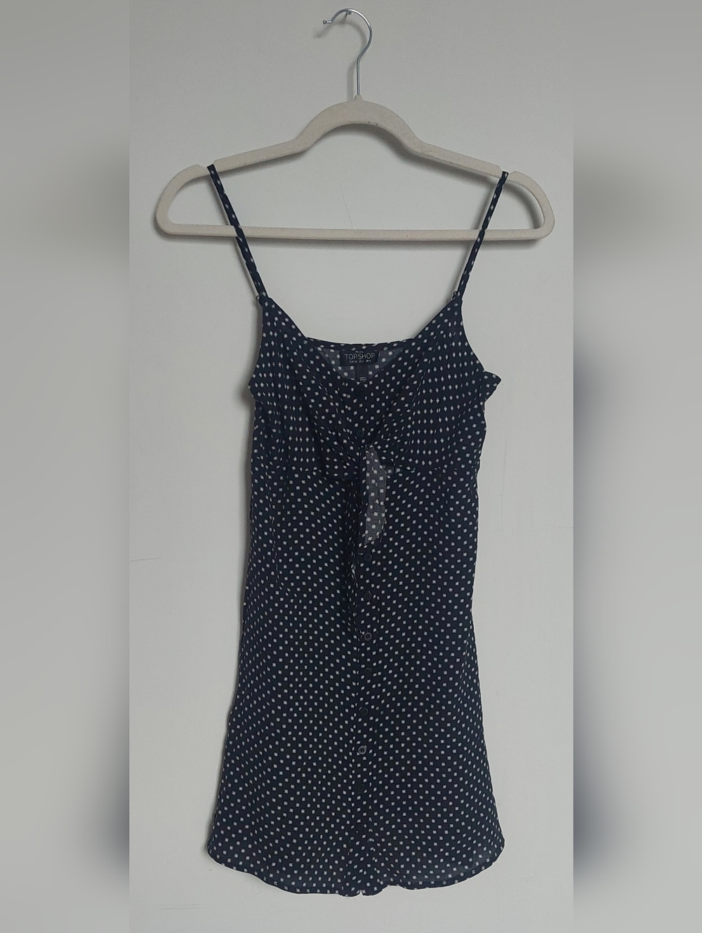 Topshop Petite Polka Dot Black And White Spaghetti Strap Mini Dress